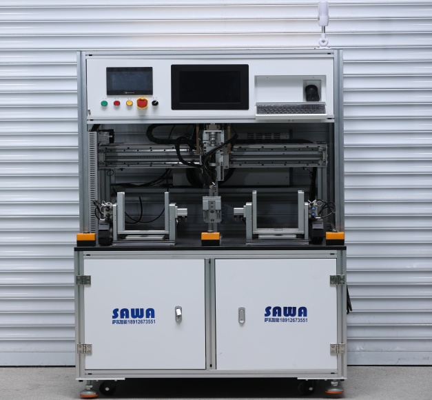 Single sided dual station with flipping spot welding machine